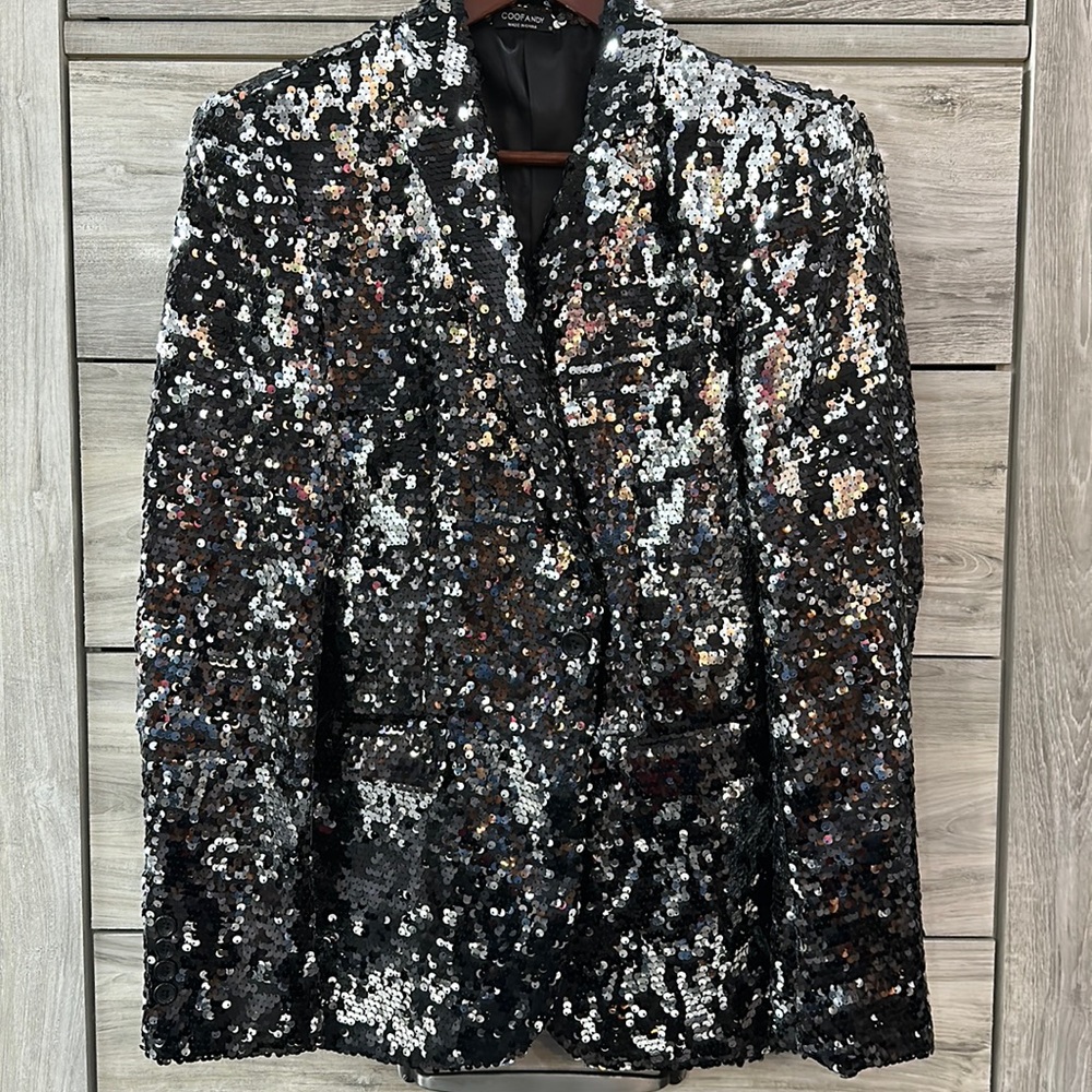Black and Silver Sequin Blazer